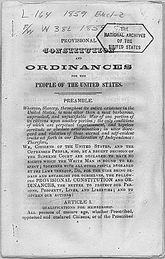 Front page of "The Provisional Constitution." Image courtesy of The National Archives of the United States.