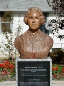 A bust of Mary Ann Shadd Cary in BME Freedom Park at Chatham, Canada.
