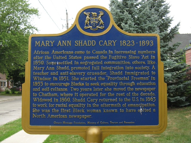 Mary Ann Shadd Cary Ontario Plaque