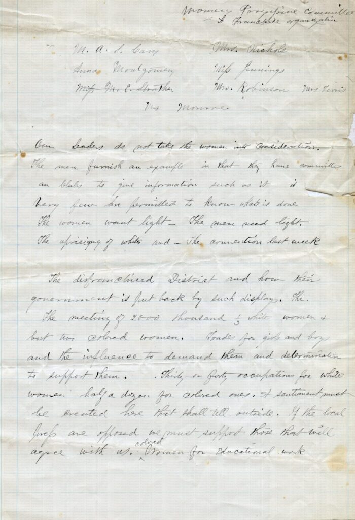 Colored Women's Professional Franchise Association" by Mary Ann Shadd Cary page 3
