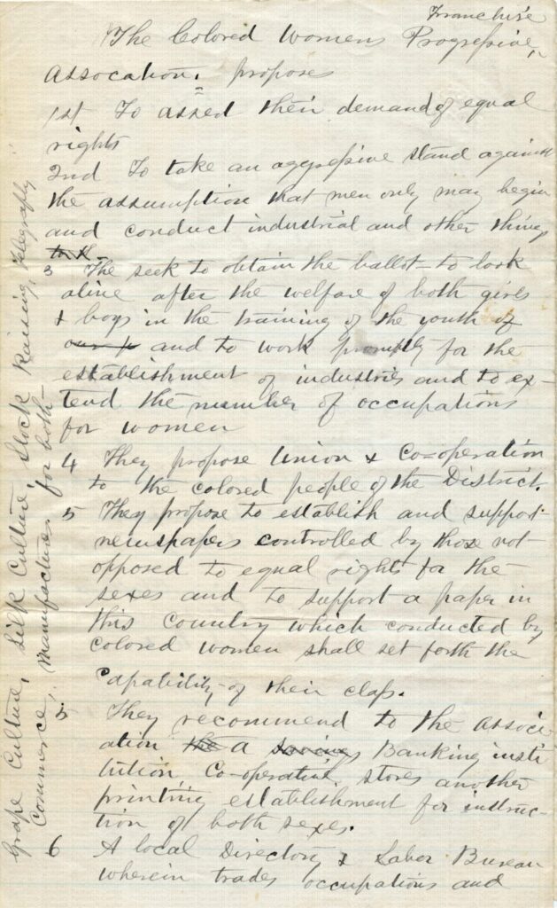 Colored Women's Professional Franchise Association" by Mary Ann Shadd Cary page 5