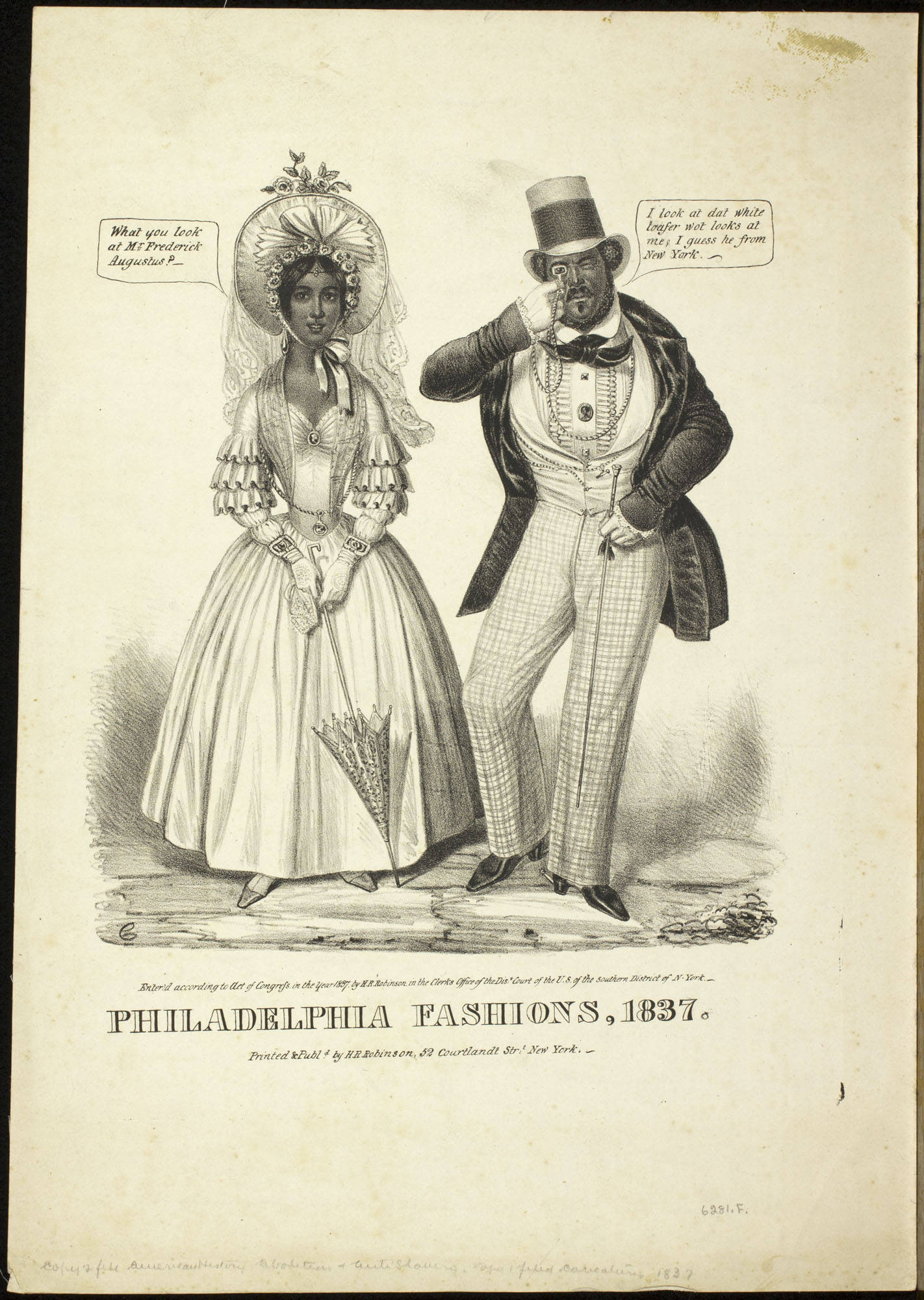 A cartoon of a well-off African American couple in Philadelphia.