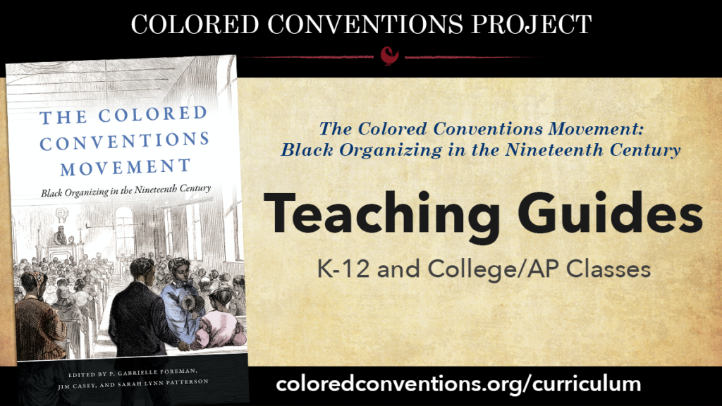 banner with a copy of the Colored convention book