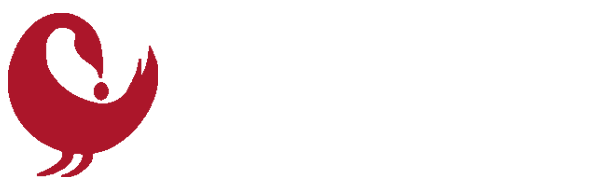 red sankofa bird and white text on transparent background